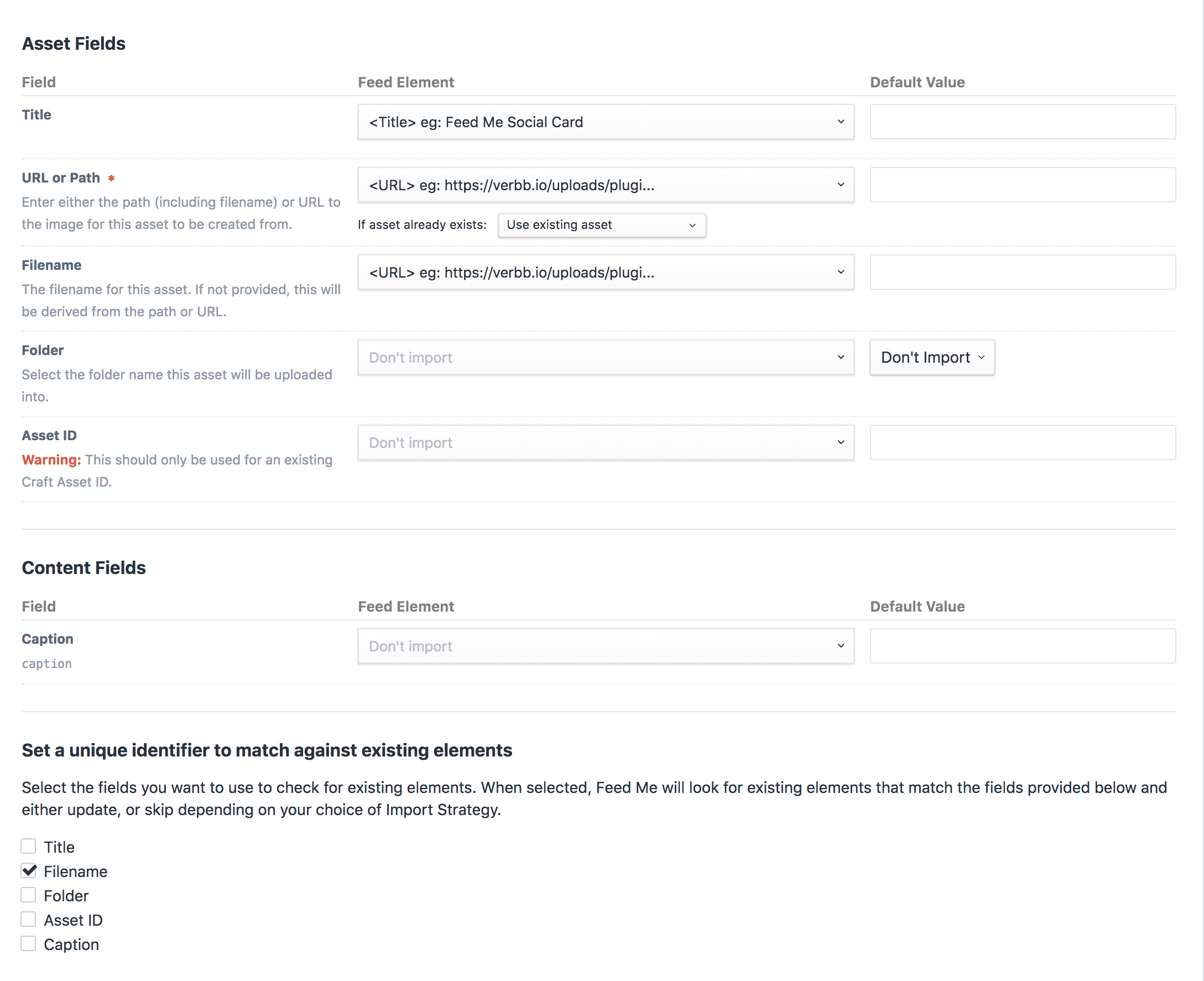 Feedme Guide Mapping