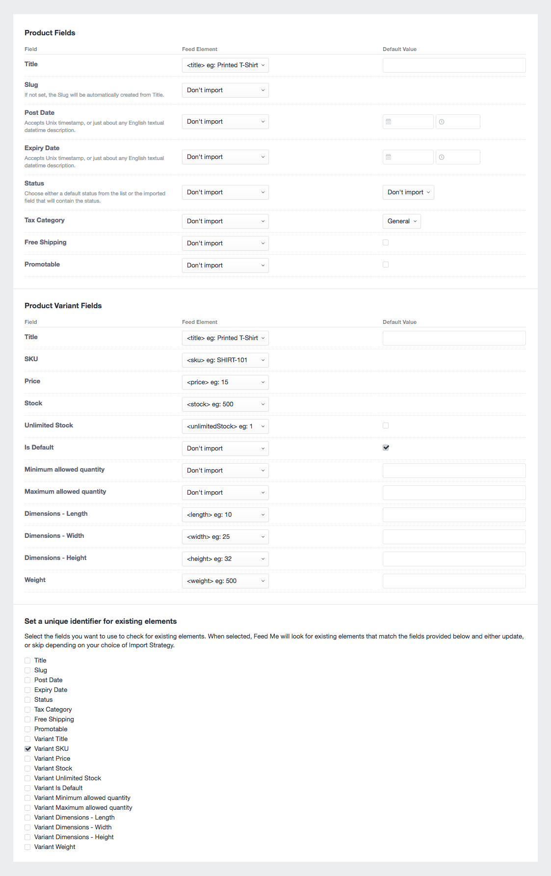 Feedme Products Guide Mapping